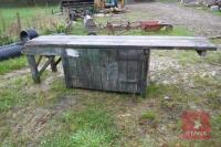 LARGE WOODEN WORK BENCH WITH CUPBOARD - 2