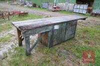 LARGE WOODEN WORK BENCH WITH CUPBOARD - 3