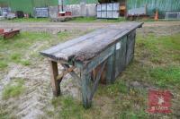 LARGE WOODEN WORK BENCH WITH CUPBOARD - 4