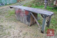 LARGE WOODEN WORK BENCH WITH CUPBOARD - 5