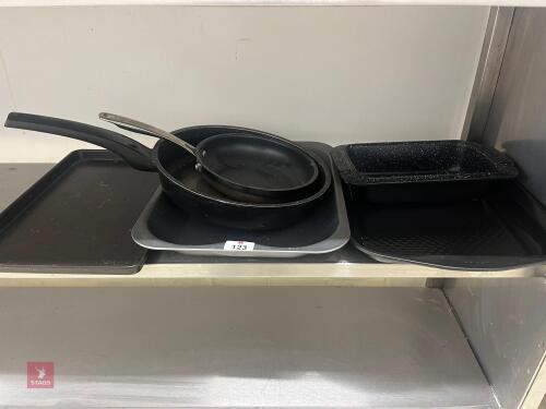 ASSORTED BAKING TRAYS & FRYING PANS