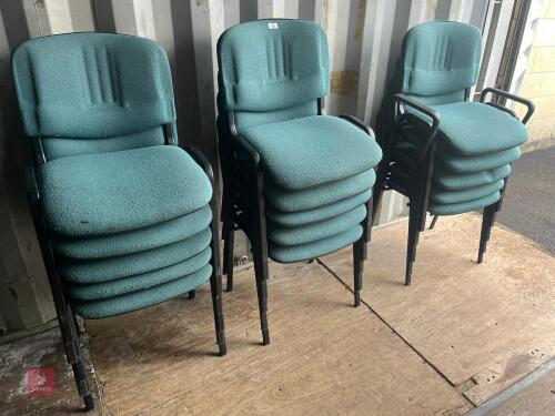 15 GREEN STACKING CHAIRS