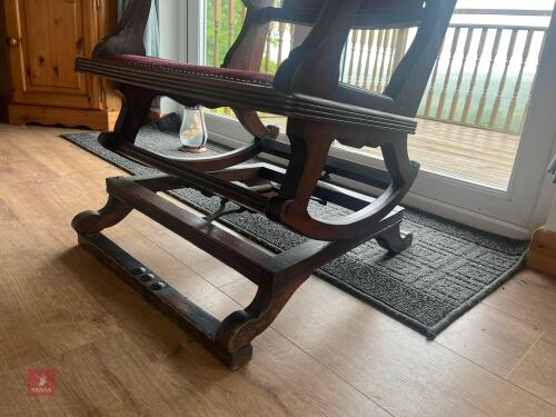 EDWARDIAN RED UPHOLSTERED ROCKING CHAIR