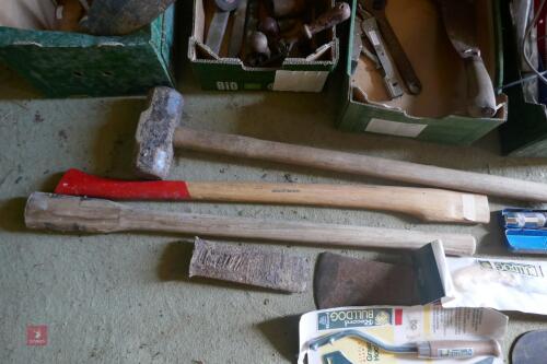 ASSORTED TOOLS, SLEDGE HAMMER, ETC