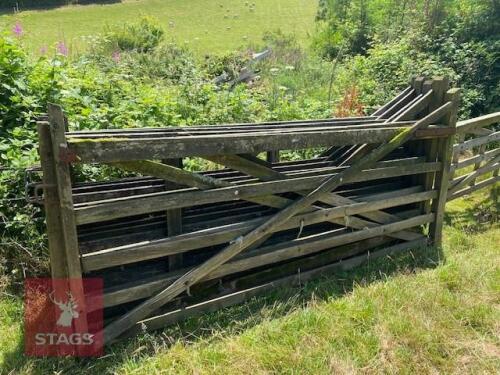 SIX 10FT WOODEN GATES WITH HANGERS