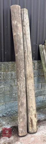 2 X 7' LONG WOODEN POSTS WITH 6-7'' TOPS