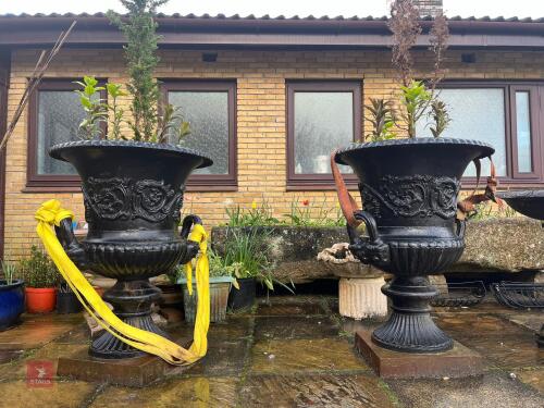 PAIR OF CAST URN PLANTERS