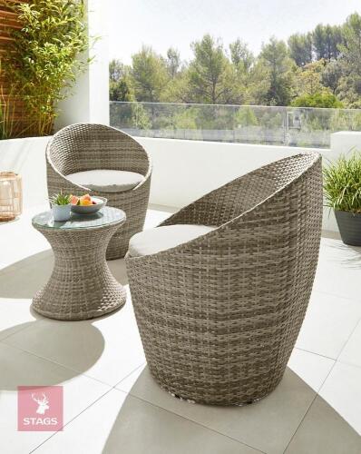 RATTAN TABLE AND CHAIRS