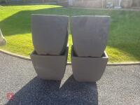 4 X STEWARD GARDEN GREY PLASTIC POTS
