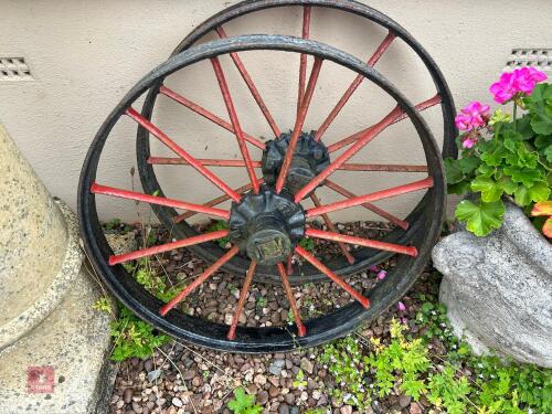 2 CAST IRON CART WHEELS