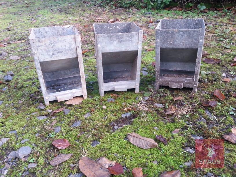 3 GALVANISED FEEDERS/PLANTERS