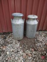 PAIR OF ALUMINIUM MILK CHURNS