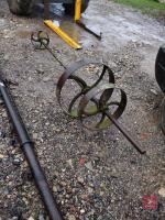 VINTAGE PULLEY BEAM & CAST WHEELS - 2