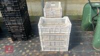 9 WHITE PLASTIC CRATES