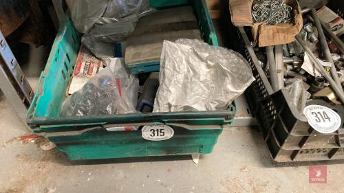 BOX OF DRILL PIECES AND BRACKETS