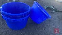 5 BLUE PLASTIC FEED CONTAINERS - 2