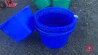 5 BLUE PLASTIC FEED CONTAINERS - 4