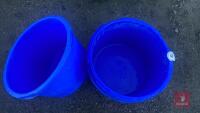 5 BLUE PLASTIC FEED CONTAINERS - 5