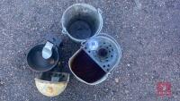 GALV BUCKETS & 2 WATER BOWLS