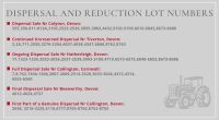 DISPERSAL & REDUCTION LOT NUMBERS