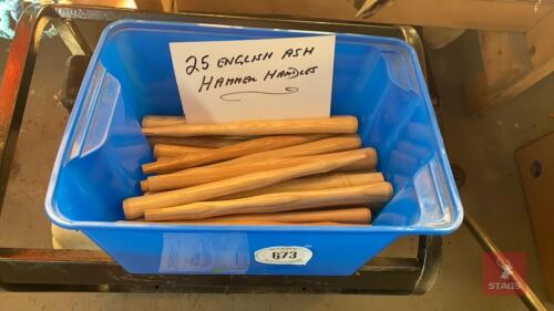 25 ENGLISH ASH HAMMER HANDLES All items must be collected from the sale site within 2 weeks of the sale closing otherwise items will be disposed off at the purchasers loss (purchasers will still be liable for outstanding invoices). The sale site will be 