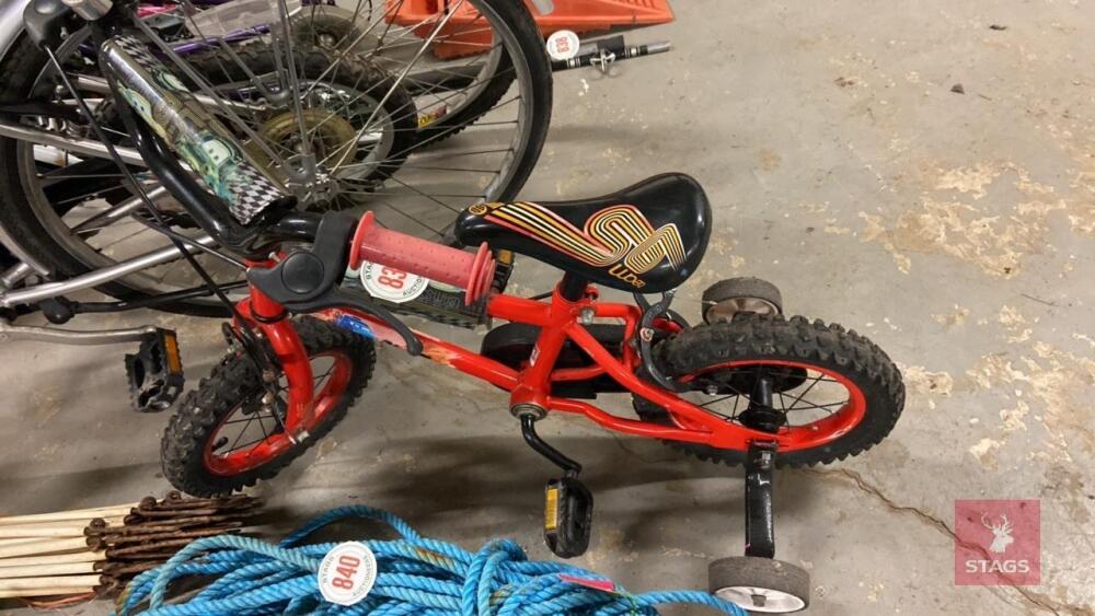 JUNIOR BICYCLE C/W STABILISERS All items must be collected from the sale site within 2 weeks of the sale closing otherwise items will be disposed off at the purchasers loss (purchasers will still be liable for outstanding invoices). The sale site will be