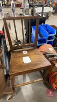 WOODEN CHAIR All items must be collected from the sale site within 2 weeks of the sale closing otherwise items will be disposed off at the purchasers loss (purchasers will still be liable for outstanding invoices). The sale site will be open to facilitate - 2