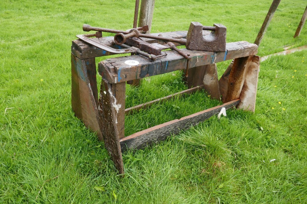 2 WOODEN TRESTLES ETC