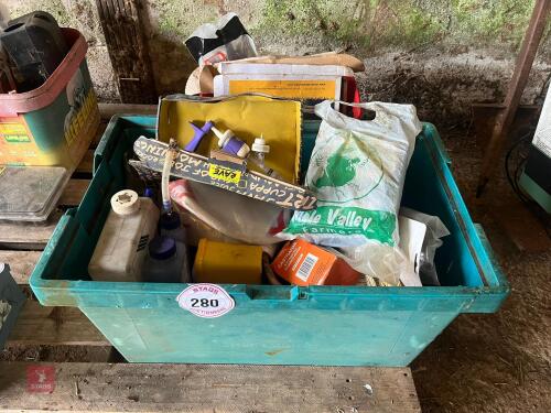 TWO BOXES OF SHEEP RELATED SUNDRIES