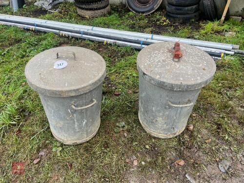 2 GALVANISED DUSTBINS