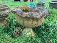 BIRD BATH & 2 ORNATE PLANTERS - 4