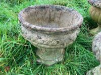 BIRD BATH & 2 ORNATE PLANTERS - 7