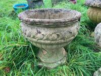 BIRD BATH & 2 ORNATE PLANTERS - 8