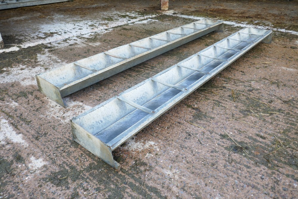 2 X HD GALV CATTLE FEED TROUGHS