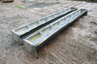 2 X GALV GROUND FEED TROUGHS - 2