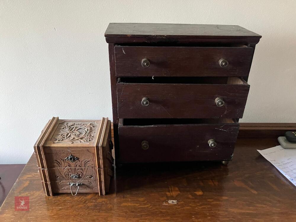 SEWING BOX AND 3 DRAWER CABINET