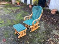 WOODEN ROCKING CHAIR ADN FOOT STOOL