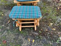 WOODEN ROCKING CHAIR ADN FOOT STOOL - 2