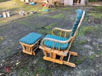 WOODEN ROCKING CHAIR ADN FOOT STOOL - 4