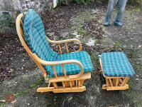 WOODEN ROCKING CHAIR ADN FOOT STOOL - 6