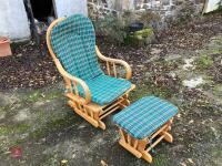 WOODEN ROCKING CHAIR ADN FOOT STOOL - 7