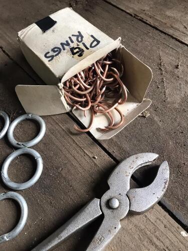 2 SETS OF PIG RING PLIERS AND SPARES