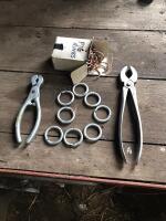 2 SETS OF PIG RING PLIERS AND SPARES - 2