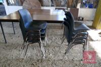 8 PLASTIC CHAIRS AND 3 6'X2' TABLES - 2