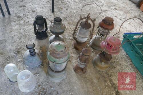 8 VINTAGE PARAFFIN LAMPS