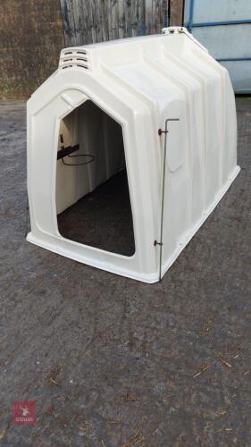 WHITE PLASTIC CALF HUTCH