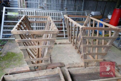 2 WOODEN FREESTANDING HAY FEEDERS