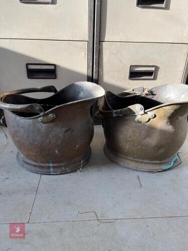 2 COPPER COAL BUCKETS