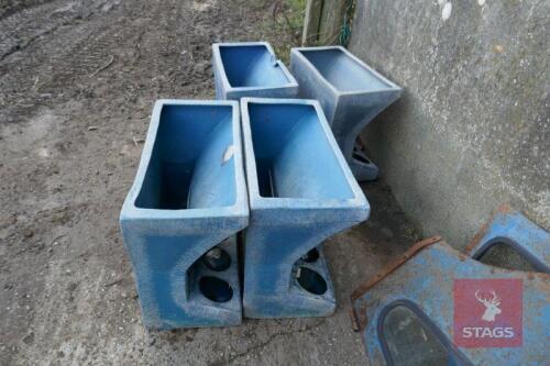 4 BLUE PLASTIC PIG FEEDERS