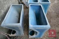 4 BLUE PLASTIC PIG FEEDERS - 4